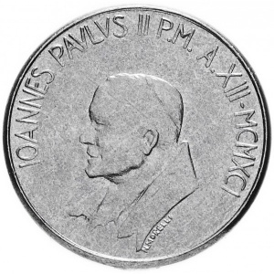 Аверс монеты Ватикан, 50 лир, 1991