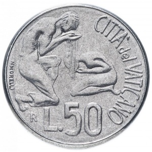 Реверс монеты Ватикан, 50 лир, 1991