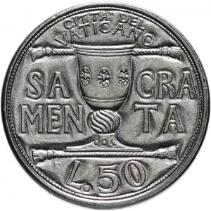 Реверс монеты Ватикан, 50 лир, 1993