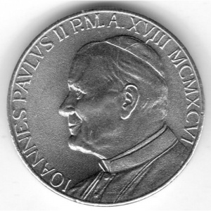 Аверс монеты Ватикан, 50 лир, 1996