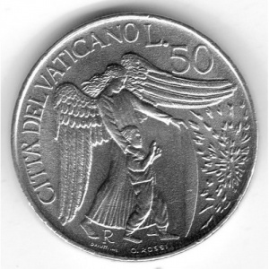 Реверс монеты Ватикан, 50 лир, 1996