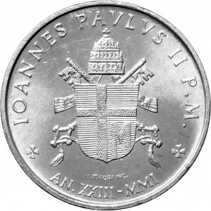 Аверс монеты Ватикан, 50 лир, 2001