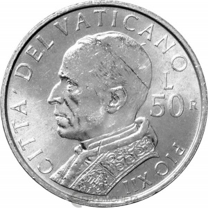 Реверс монеты Ватикан, 50 лир, 2001