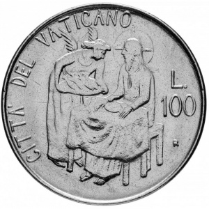 Реверс монеты Ватикан, 100 лир, 1981