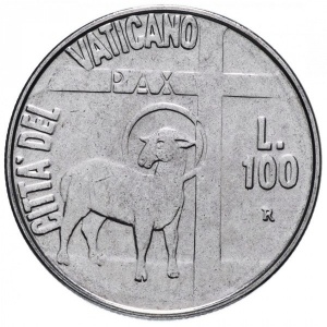 Реверс монеты Ватикан, 100 лир, 1984