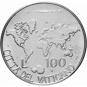 Реверс монеты Ватикан, 100 лир, 1985