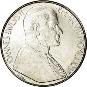 Аверс монеты Ватикан, 100 лир, 1986