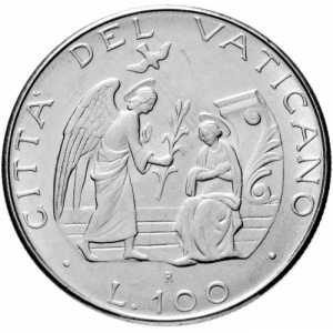 Реверс монеты Ватикан, 100 лир, 1987