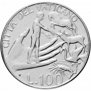 Реверс монеты Ватикан, 100 лир, 1988