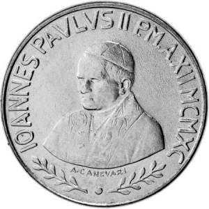 Аверс монеты Ватикан, 100 лир, 1990