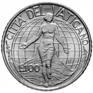 Реверс монеты Ватикан, 100 лир, 1998