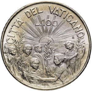 Реверс монеты Ватикан, 100 лир, 1999, Право на мир