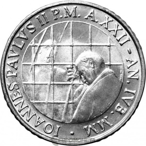 Аверс монеты Ватикан, 100 лир, 2000