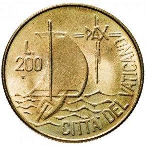 Реверс монеты Ватикан, 200 лир, 1984, Год мира