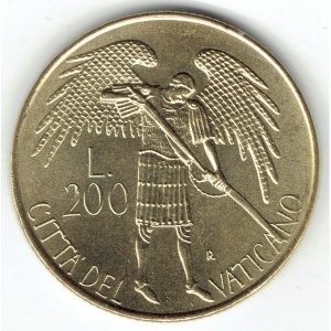 Реверс монеты Ватикан, 200 лир, 1986
