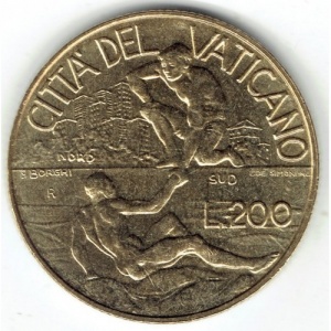 Реверс монеты Ватикан, 200 лир, 1998
