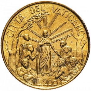 Реверс монеты Ватикан, 200 лир, 1999