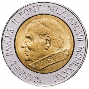 Аверс монеты Ватикан, 500 лир, 1985