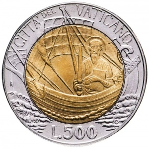 Реверс монеты Ватикан, 500 лир, 1985