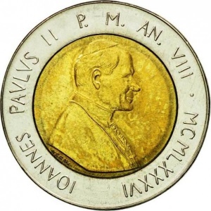 Аверс монеты Ватикан, 500 лир, 1986