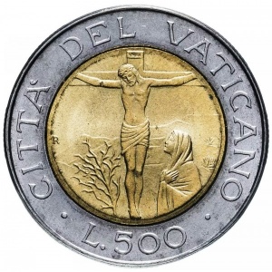 Реверс монеты Ватикан, 500 лир, 1987