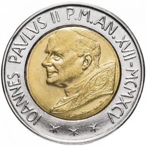 Аверс монеты Ватикан, 500 лир, 1995