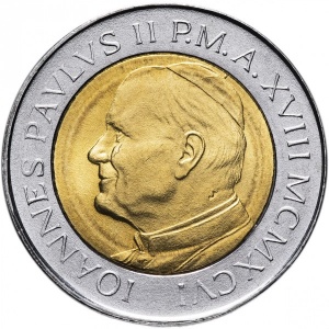 Аверс монеты Ватикан, 500 лир, 1996