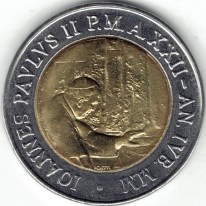 Аверс монеты Ватикан, 500 лир, 2000