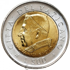 Реверс монеты Ватикан, 500 лир, 2001