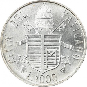 Реверс монеты Ватикан, 1000 лир, 1984, Год мира