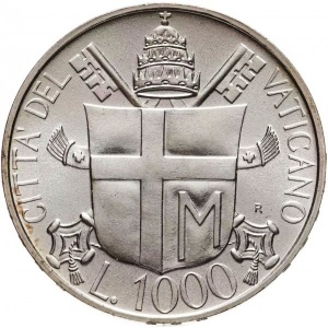 Реверс монеты Ватикан, 1000 лир, 1985, 7-й год правления Иоанна Павла II