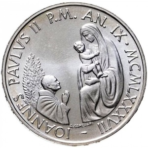 Аверс монеты Ватикан, 1000 лир, 1987