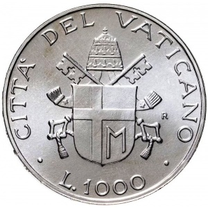 Реверс монеты Ватикан, 1000 лир, 1987