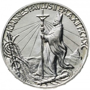 Аверс монеты Ватикан, 1000 лир, 1990