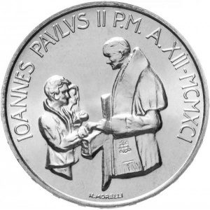 Аверс монеты Ватикан, 1000 лир, 1991