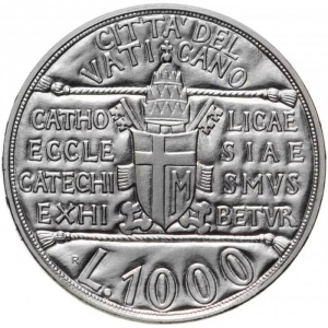 Реверс монеты Ватикан, 1000 лир, 1993