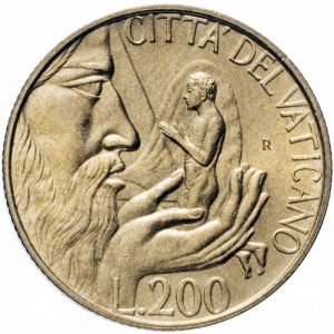 Реверс монеты Ватикан, 200 лир, 1988