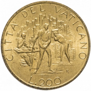 Реверс монеты Ватикан, 200 лир, 1989