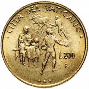 Реверс монеты Ватикан, 200 лир, 1995