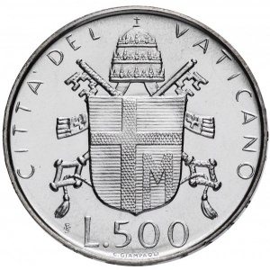 Реверс монеты Ватикан, 500 лир, 1979-1980