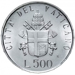 Реверс монеты Ватикан, 500 лир, 1981