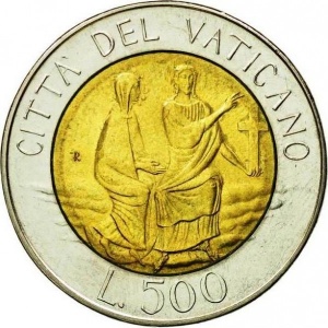 Реверс монеты Ватикан, 500 лир, 1986