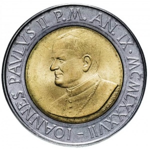 Аверс монеты Ватикан, 500 лир, 1987