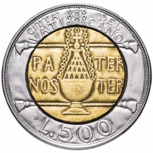 Реверс монеты Ватикан, 500 лир, 1993