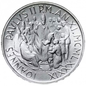 Аверс монеты Ватикан, 1000 лир, 1989