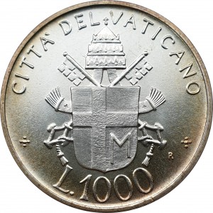 Реверс монеты Ватикан, 1000 лир, 1992