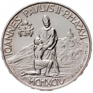 Аверс монеты Ватикан, 1000 лир, 1994, Добрый самаритянин