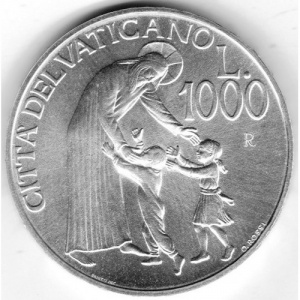 Реверс монеты Ватикан, 1000 лир, 1996