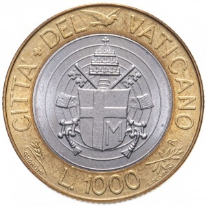 Реверс монеты Ватикан, 1000 лир, 1998