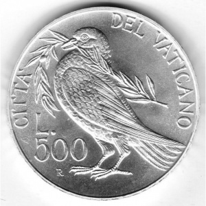 Реверс монеты Ватикан, 500 лир, 1993, Мир во всём мире